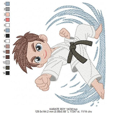 Karate Fighter embroidery designs - Baby Boy athlete with kimono machine embroidery file - Instant digital download pes jef dst hus vp3 xxx