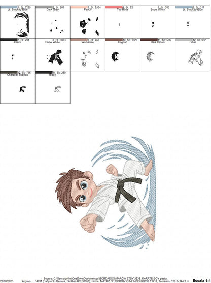 Karate Fighter embroidery designs - Baby Boy athlete with kimono machine embroidery file - Instant digital download pes jef dst hus vp3 xxx