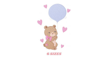 Bear with balloons embroidery designs - Teddy bear with toys embroidery design machine embroidery pattern - Baby party - Instant download