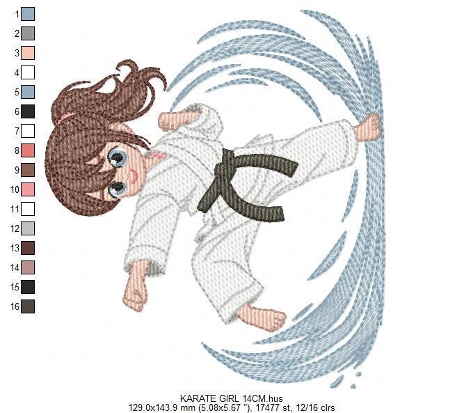 Karate Fighter embroidery designs - Baby girl athlete with kimono machine embroidery file - Instant digital download pes jef dst hus vp3 xxx