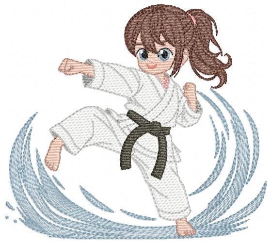 Karate Fighter embroidery designs - Baby girl athlete with kimono machine embroidery file - Instant digital download pes jef dst hus vp3 xxx
