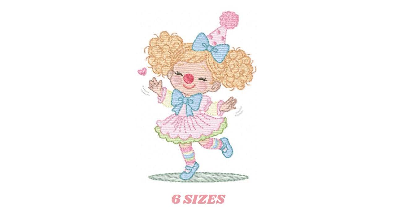 Circus Clown embroidery designs - Clown with funny hat machine embroidery pattern - Baby Girl file - instant digital download pes jef dst