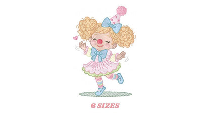 Circus Clown embroidery designs - Clown with funny hat machine embroidery pattern - Baby Girl file - instant digital download pes jef dst