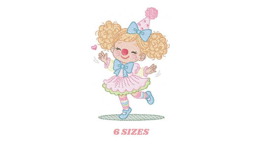 Circus Clown embroidery designs - Clown with funny hat machine embroidery pattern - Baby Girl file - instant digital download pes jef dst