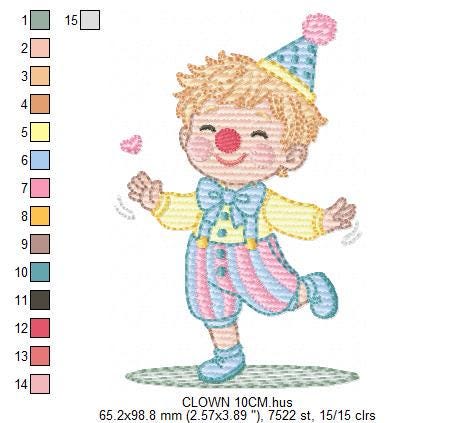 Circus Clown embroidery designs - Clown with funny hat machine embroidery pattern - Baby Boy file - Instant digital download pes jef dst hus