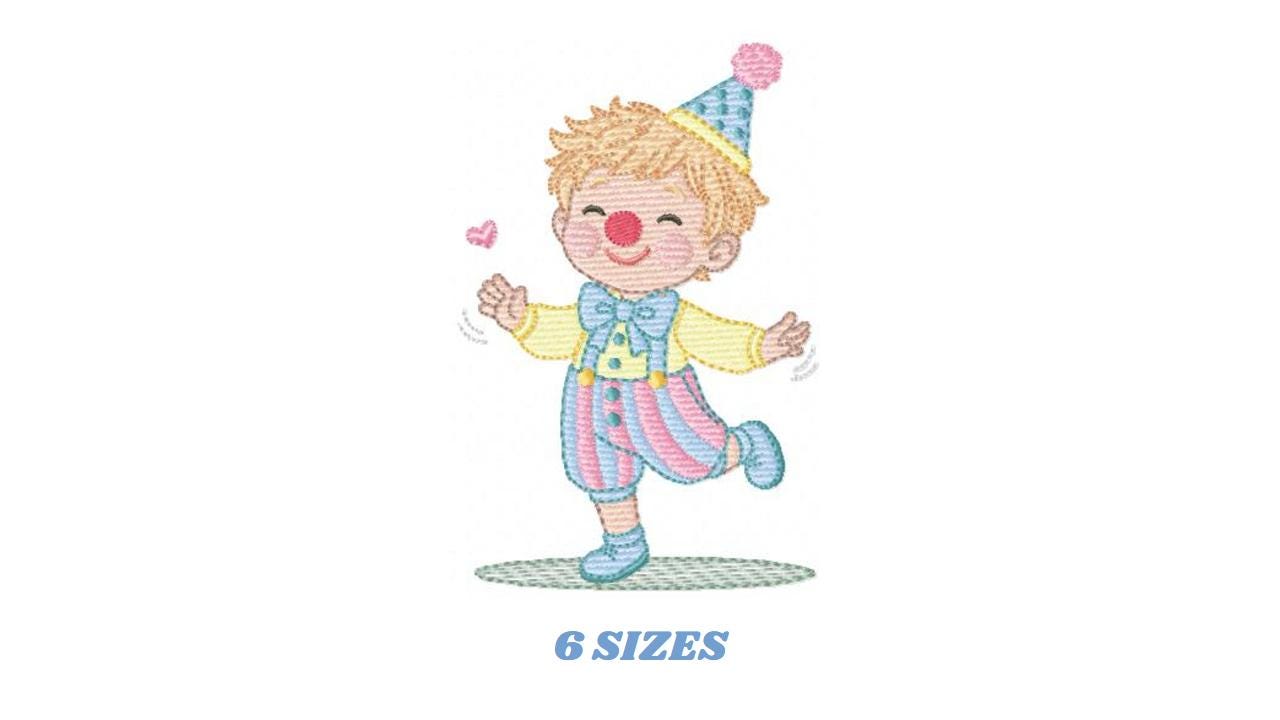 Circus Clown embroidery designs - Clown with funny hat machine embroidery pattern - Baby Boy file - Instant digital download pes jef dst hus