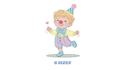 Circus Clown embroidery designs - Clown with funny hat machine embroidery pattern - Baby Boy file - Instant digital download pes jef dst hus