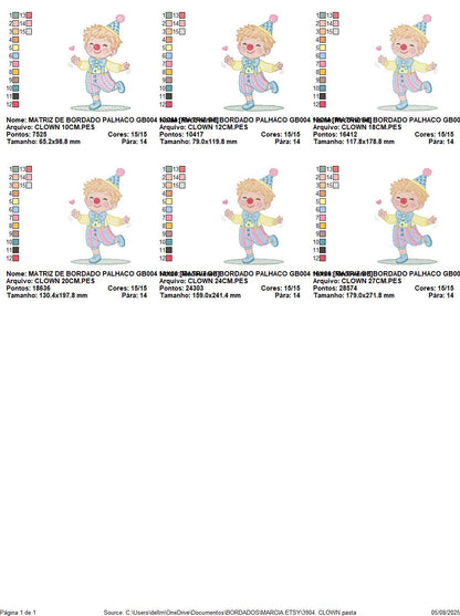 Circus Clown embroidery designs - Clown with funny hat machine embroidery pattern - Baby Boy file - Instant digital download pes jef dst hus