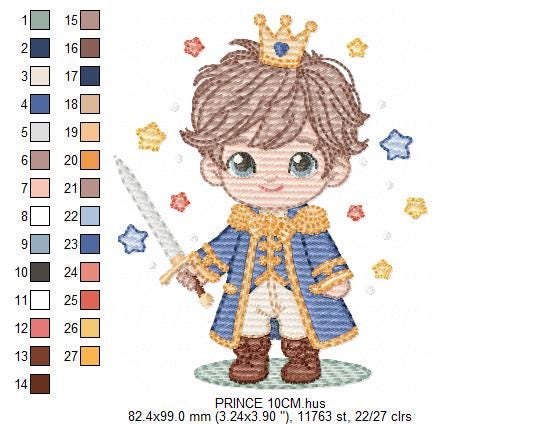 Prince embroidery designs - Knight King with crown machine embroidery pattern - Baby boy Fairytale file - Instant digital download pes jef