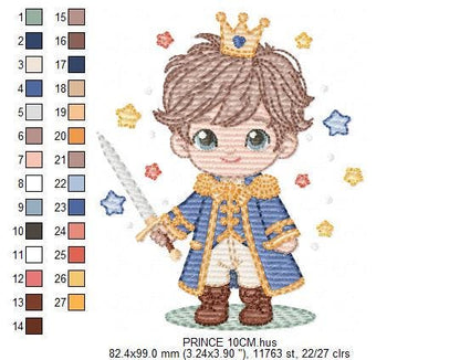 Prince embroidery designs - Knight King with crown machine embroidery pattern - Baby boy Fairytale file - Instant digital download pes jef