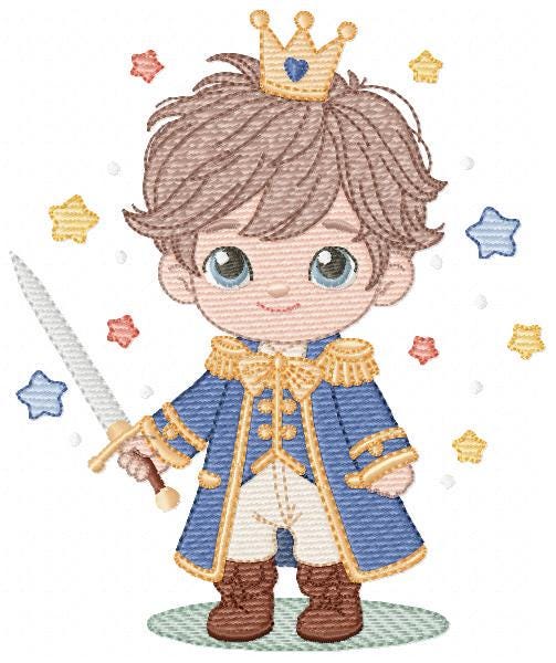 Prince embroidery designs - Knight King with crown machine embroidery pattern - Baby boy Fairytale file - Instant digital download pes jef