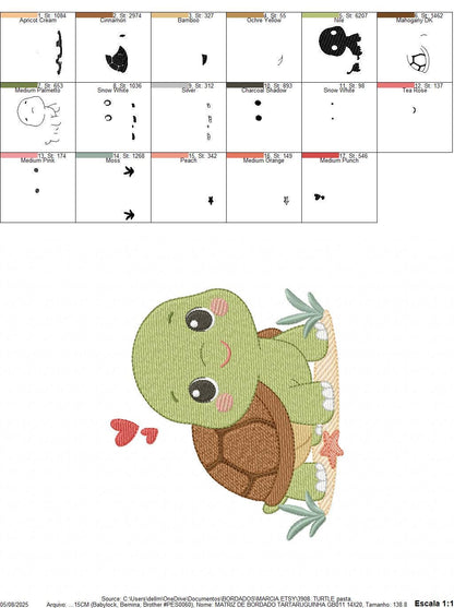 Turtle embroidery design - Tortoise Sea Ocean animal machine embroidery pattern - Baby boy file - Instant digital download pes jef dst hus