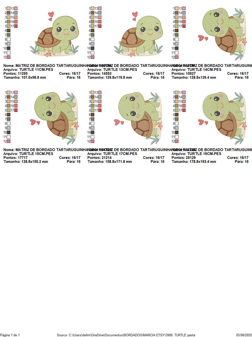 Turtle embroidery design - Tortoise Sea Ocean animal machine embroidery pattern - Baby boy file - Instant digital download pes jef dst hus