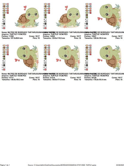 Turtle embroidery design - Tortoise Sea Ocean animal machine embroidery pattern - Baby boy file - Instant digital download pes jef dst hus