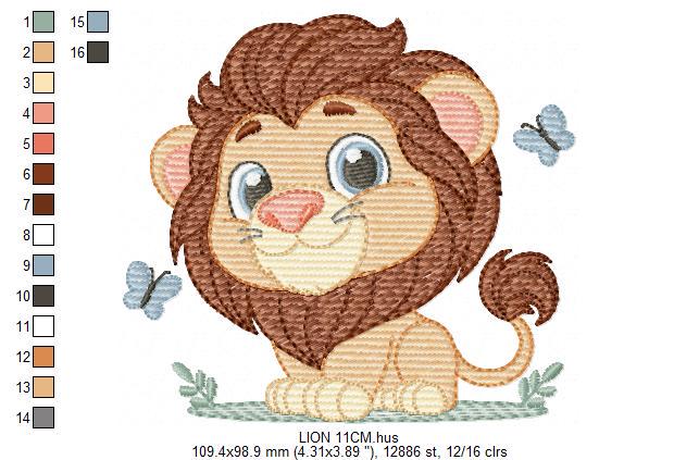 Lion embroidery designs - Safari wild animal machine embroidery pattern - Africa Lion king - Instant digital download pes jef dst hus vp3