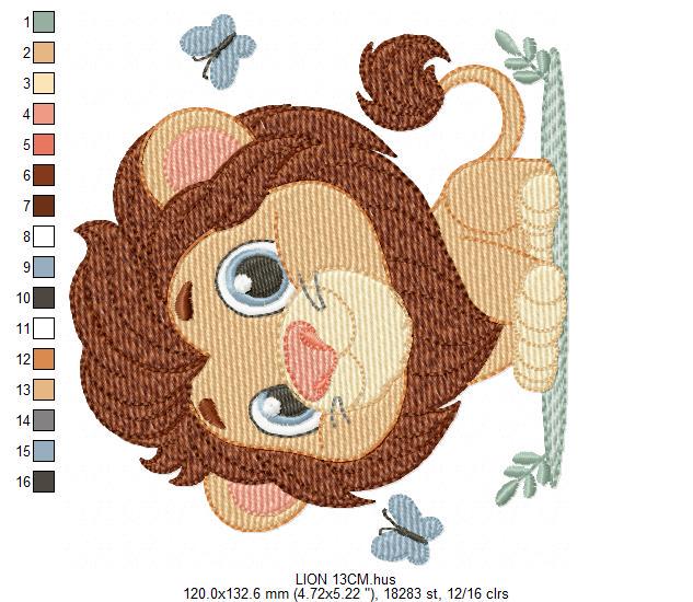 Lion embroidery designs - Safari wild animal machine embroidery pattern - Africa Lion king - Instant digital download pes jef dst hus vp3