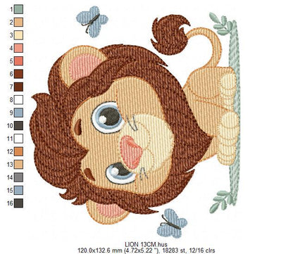 Lion embroidery designs - Safari wild animal machine embroidery pattern - Africa Lion king - Instant digital download pes jef dst hus vp3