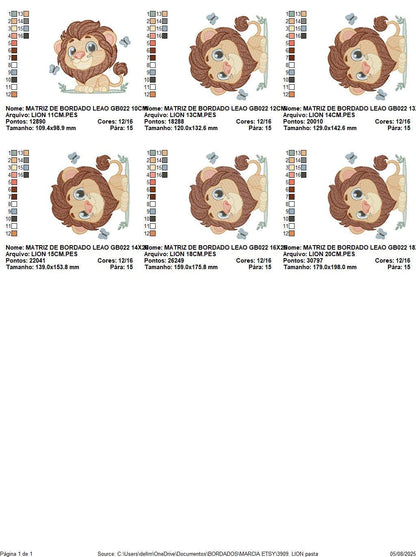 Lion embroidery designs - Safari wild animal machine embroidery pattern - Africa Lion king - Instant digital download pes jef dst hus vp3