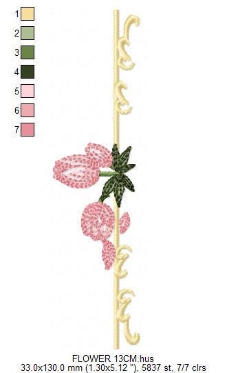 Flower line embroidery designs - Roses divider machine embroidery pattern - Mother Grandma Kitchen towel file - Instant download pes jef dst