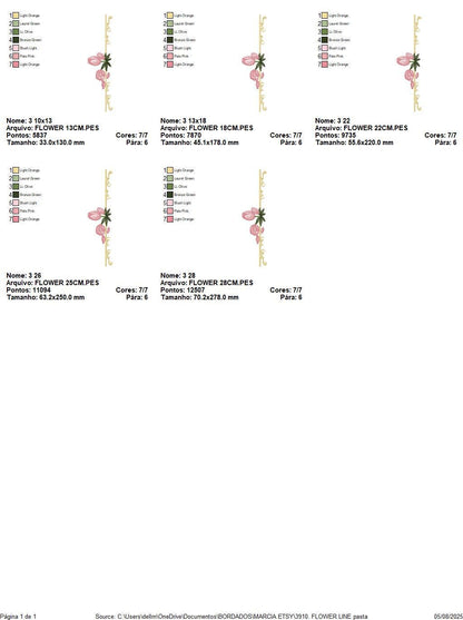 Flower line embroidery designs - Roses divider machine embroidery pattern - Mother Grandma Kitchen towel file - Instant download pes jef dst