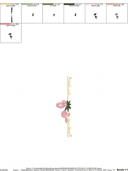 Flower line embroidery designs - Roses divider machine embroidery pattern - Mother Grandma Kitchen towel file - Instant download pes jef dst