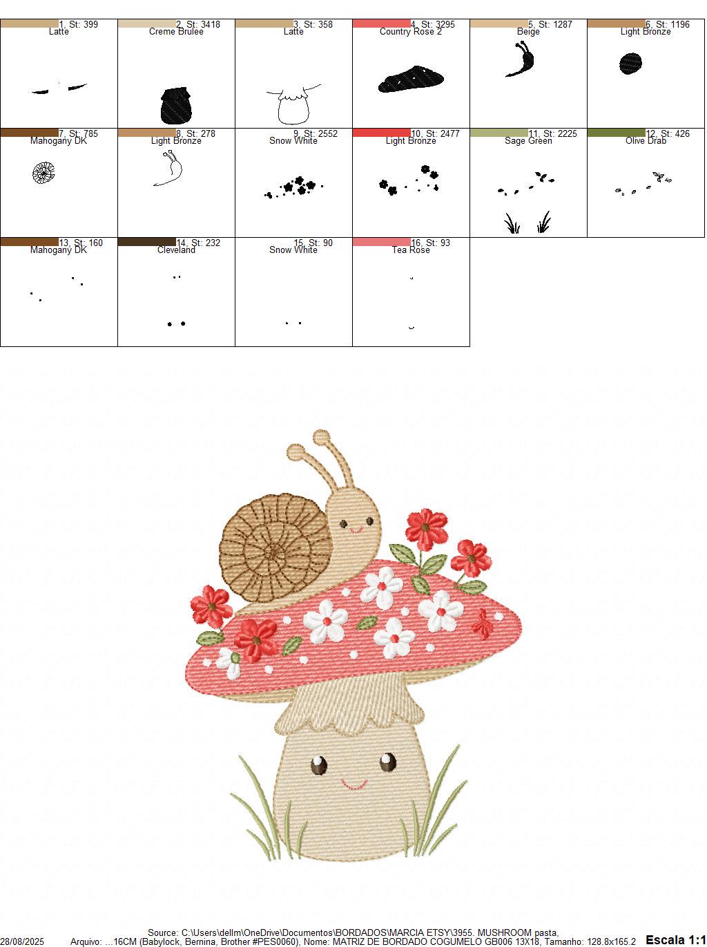 Snail and Mushroom embroidery designs - Red Toad with flowers machine embroidery pattern - Fantasy Magical Garden Forest - Instant download