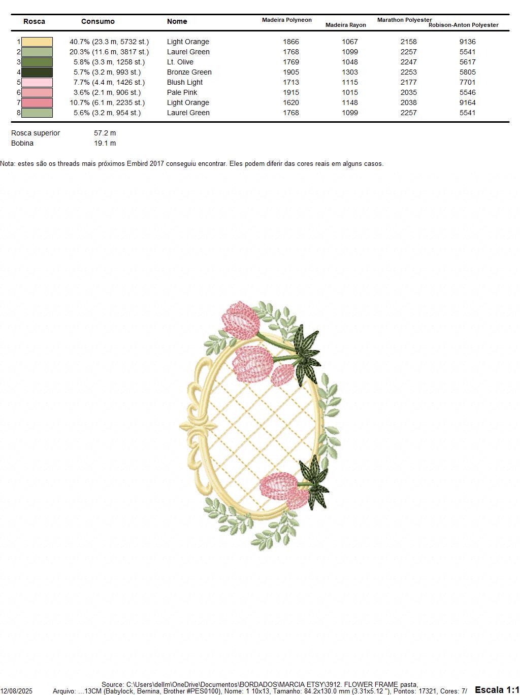 Tulip embroidery designs - Flower frame tag with roses machine embroidery pattern - Flower laurel file - Instant digital download pes jef
