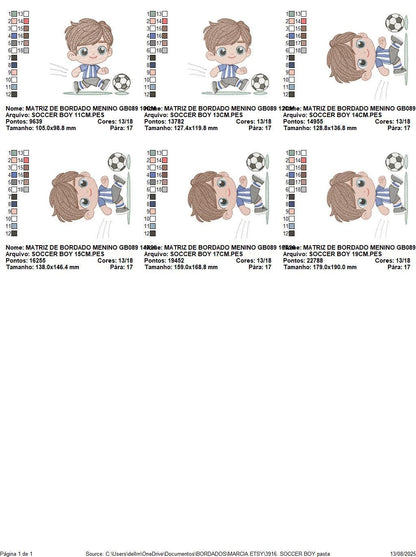 Soccer player embroidery designs - Baby Boy machine embroidery file - Boy with soccer ball file - Instant digital download pes jef dst hus