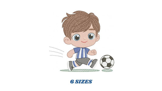 Soccer player embroidery designs - Baby Boy machine embroidery file - Boy with soccer ball file - Instant digital download pes jef dst hus