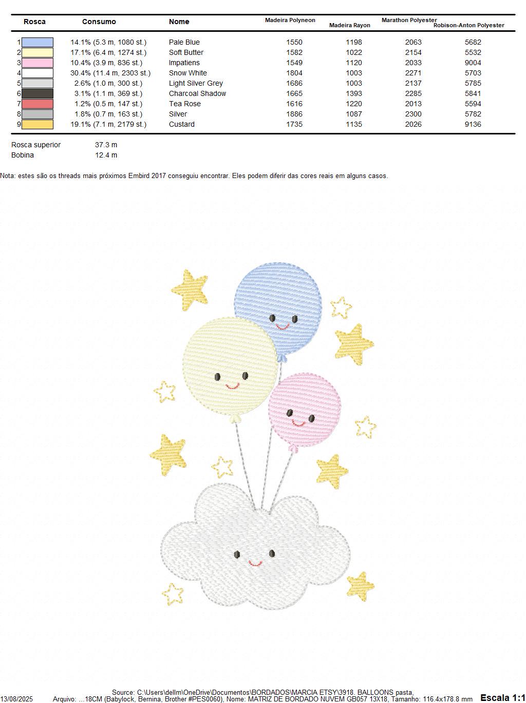 Balloon embroidery design - Birthday Party Decoration machine embroidery pattern - Baby shower file - Instant digital download pes jef dst