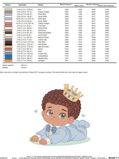 Prince embroidery designs - Baby boy with crown machine embroidery pattern - Infant Toddler file - Instant digital download pes jef dst hus