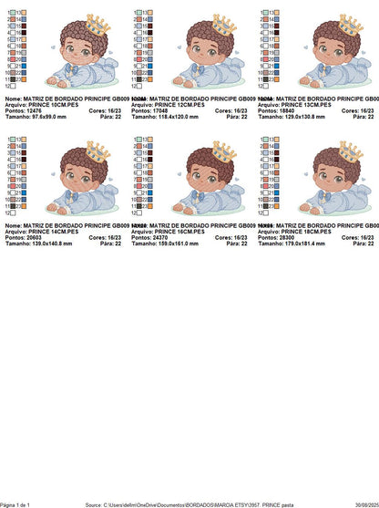 Prince embroidery designs - Baby boy with crown machine embroidery pattern - Infant Toddler file - Instant digital download pes jef dst hus