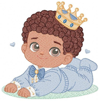 Prince embroidery designs - Baby boy with crown machine embroidery pattern - Infant Toddler file - Instant digital download pes jef dst hus