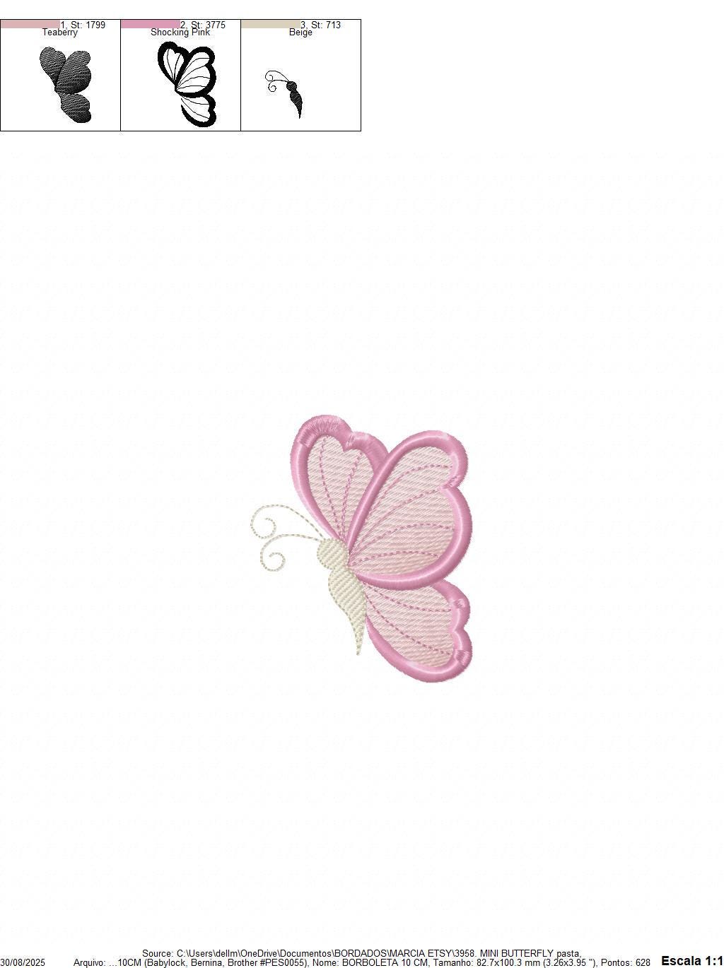 Mini Butterfly embroidery design - Delicate small butterfly machine embroidery pattern - Mini embroidery file - Instant digital download pes