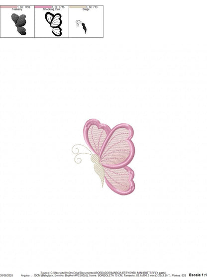 Mini Butterfly embroidery design - Delicate small butterfly machine embroidery pattern - Mini embroidery file - Instant digital download pes