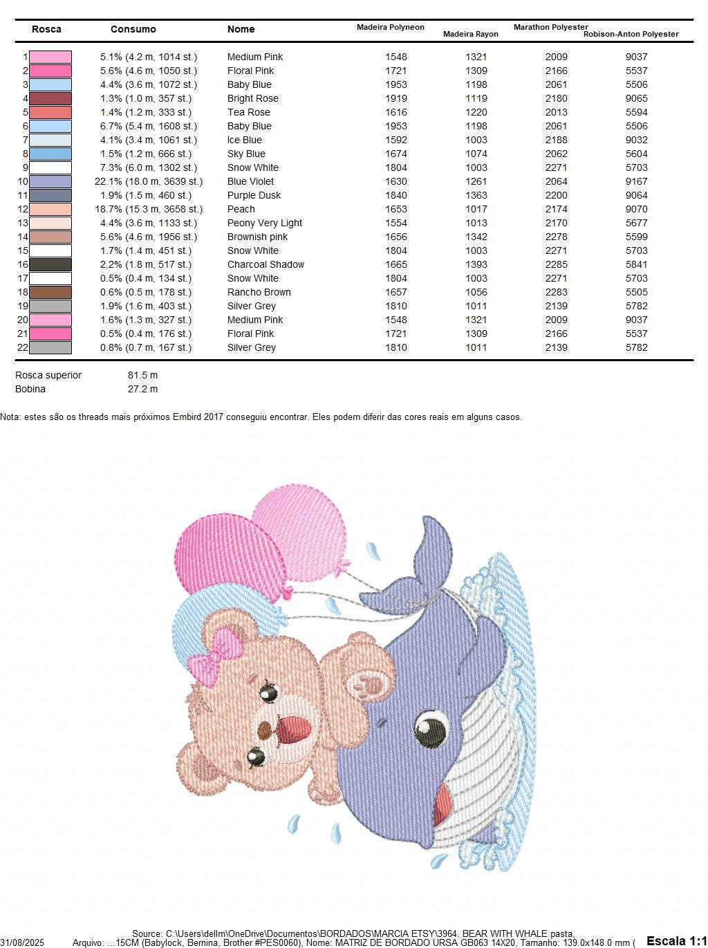 Bear with Whale embroidery designs - Ocean Animal with balloons machine embroidery pattern - Sea Life Baby Boy - Instant digital download