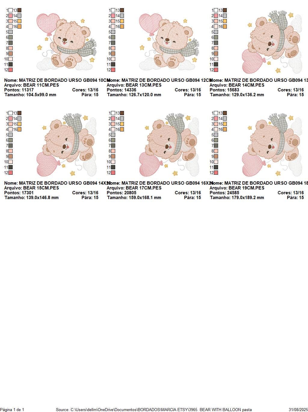Baby bear with balloon embroidery designs - Bear with scarf machine embroidery pattern - Baby Boy file - Instant digital download pes jef
