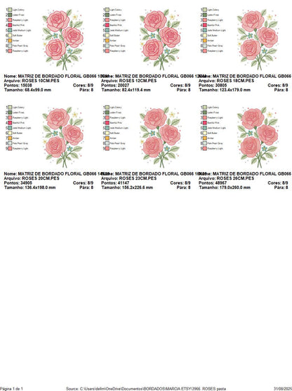 Roses embroidery designs - Kitchen Towel Flowers machine embroidery pattern - Rose embroidery file - Instant digital download pes jef hus