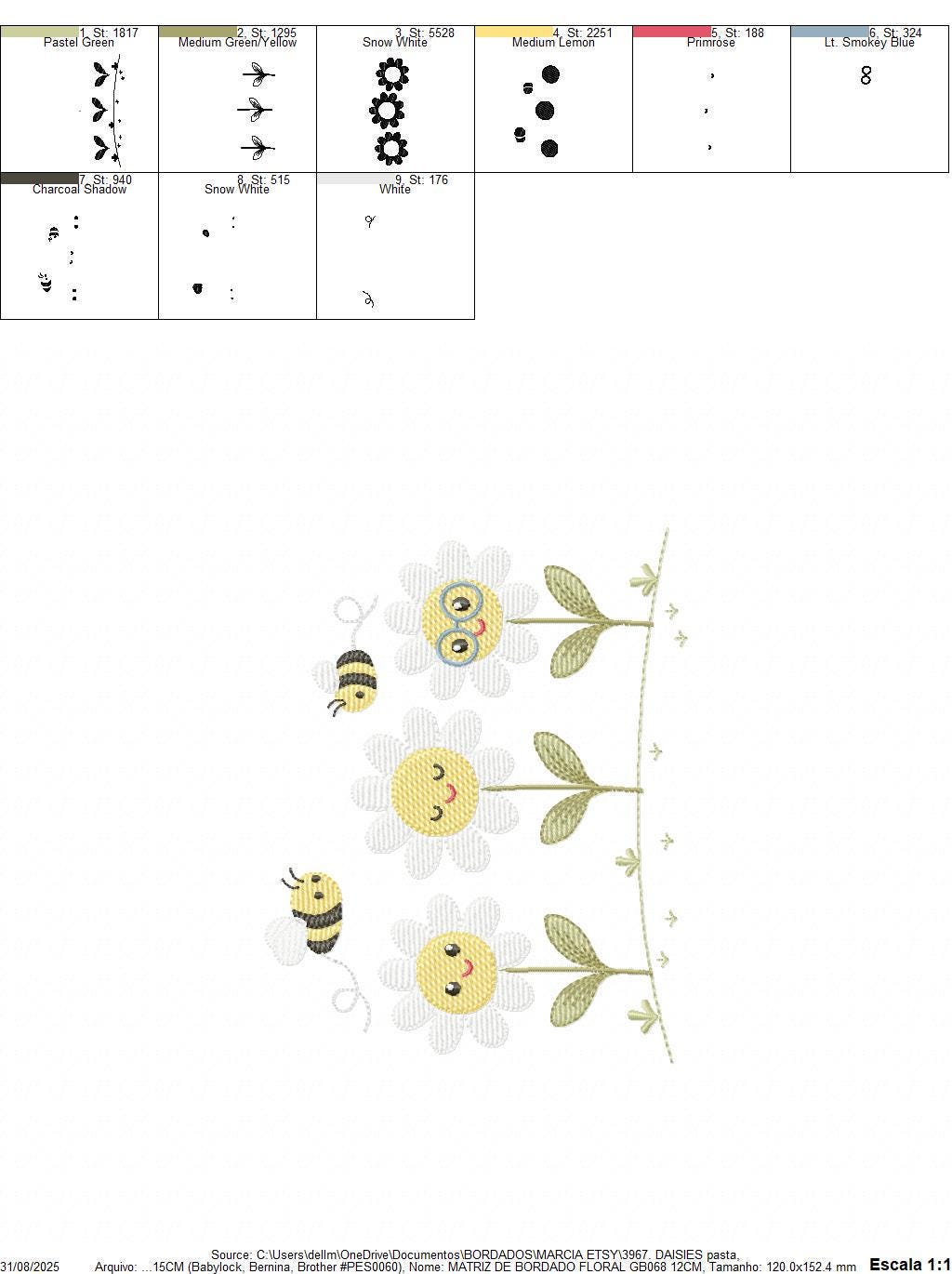 Daisies embroidery designs - Delicate flowers with bees machine embroidery pattern - Floral Kitchen towel - Instant digital download pes jef