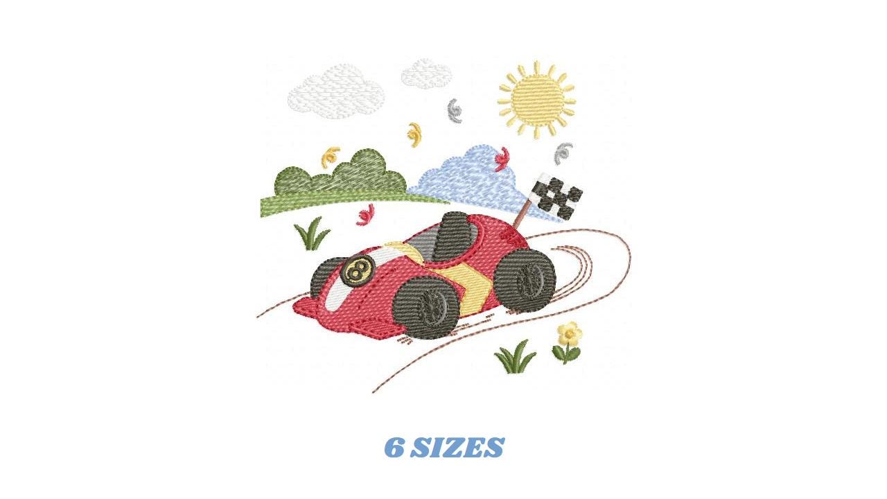 F1 car embroidery designs - Baby Boy car machine embroidery pattern - Formula One car - Grand prix car - Instant digital download pes jef