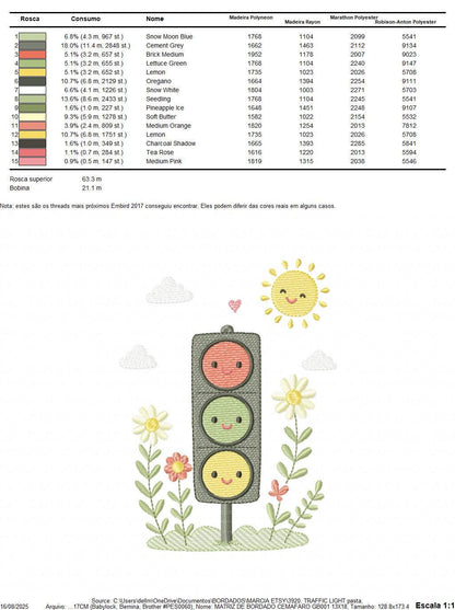 Traffic Lights embroidery design - Stop light machine embroidery pattern - Baby Boy Vehicle - Red Yellow Green - Instant digital download