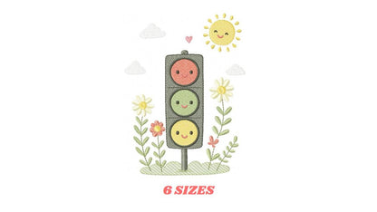 Traffic Lights embroidery design - Stop light machine embroidery pattern - Baby Boy Vehicle - Red Yellow Green - Instant digital download