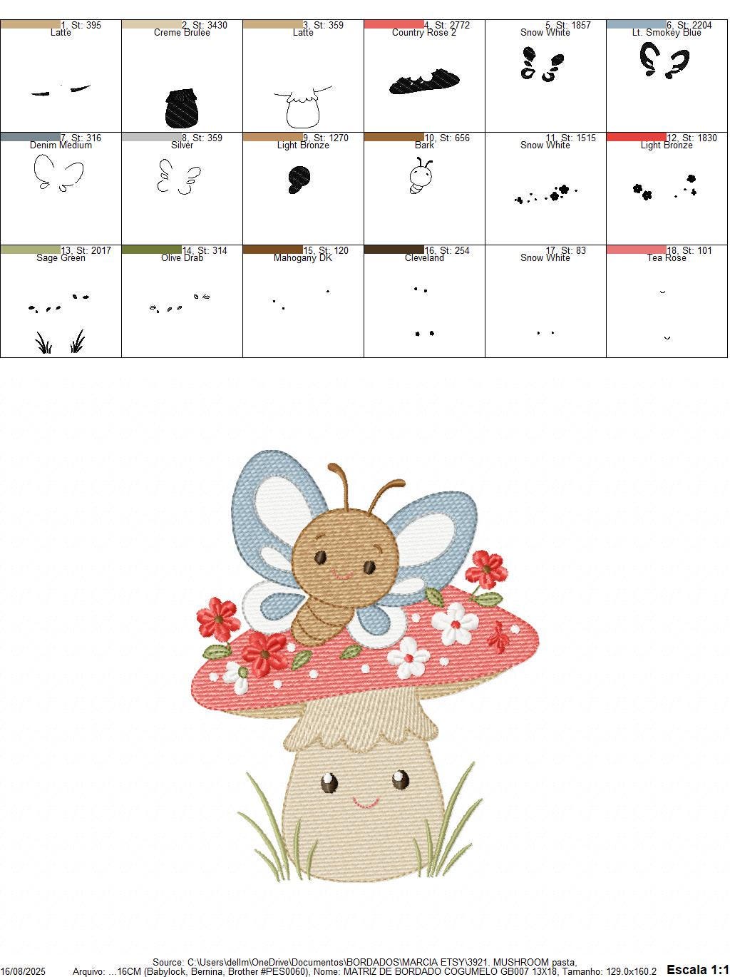 Mushroom with flowers embroidery designs - Toad with butterflies machine embroidery pattern - Kitchen Towel file - Instant download pes dst