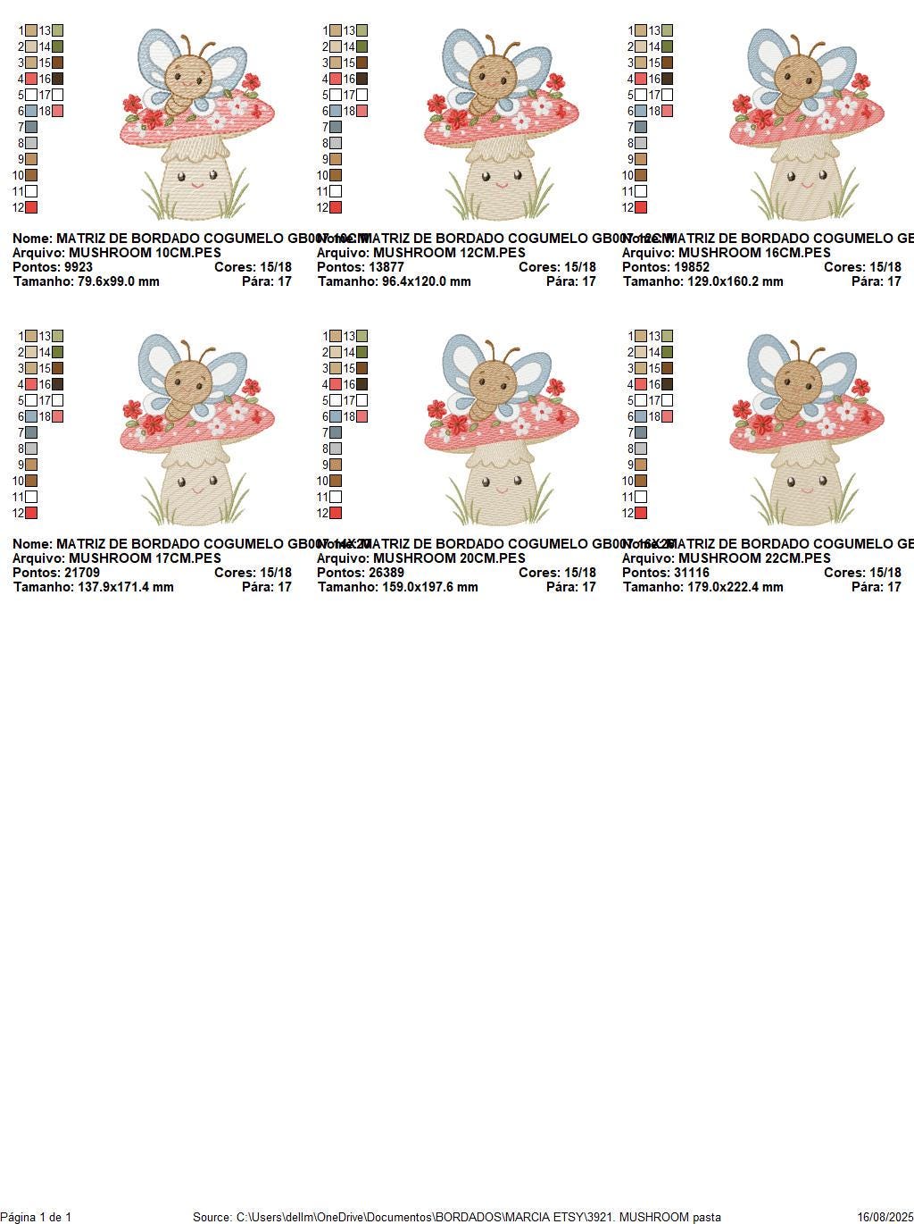 Mushroom with flowers embroidery designs - Toad with butterflies machine embroidery pattern - Kitchen Towel file - Instant download pes dst