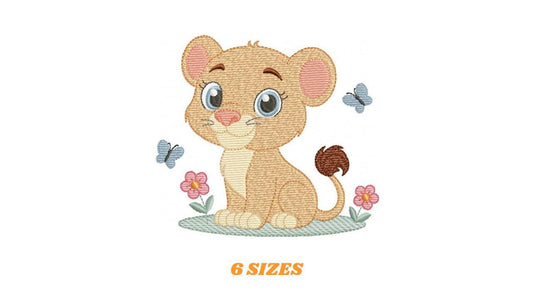 Lioness embroidery designs - Safari wild animal machine embroidery pattern - Baby girl file - Female Lion - Instant digital download pes jef