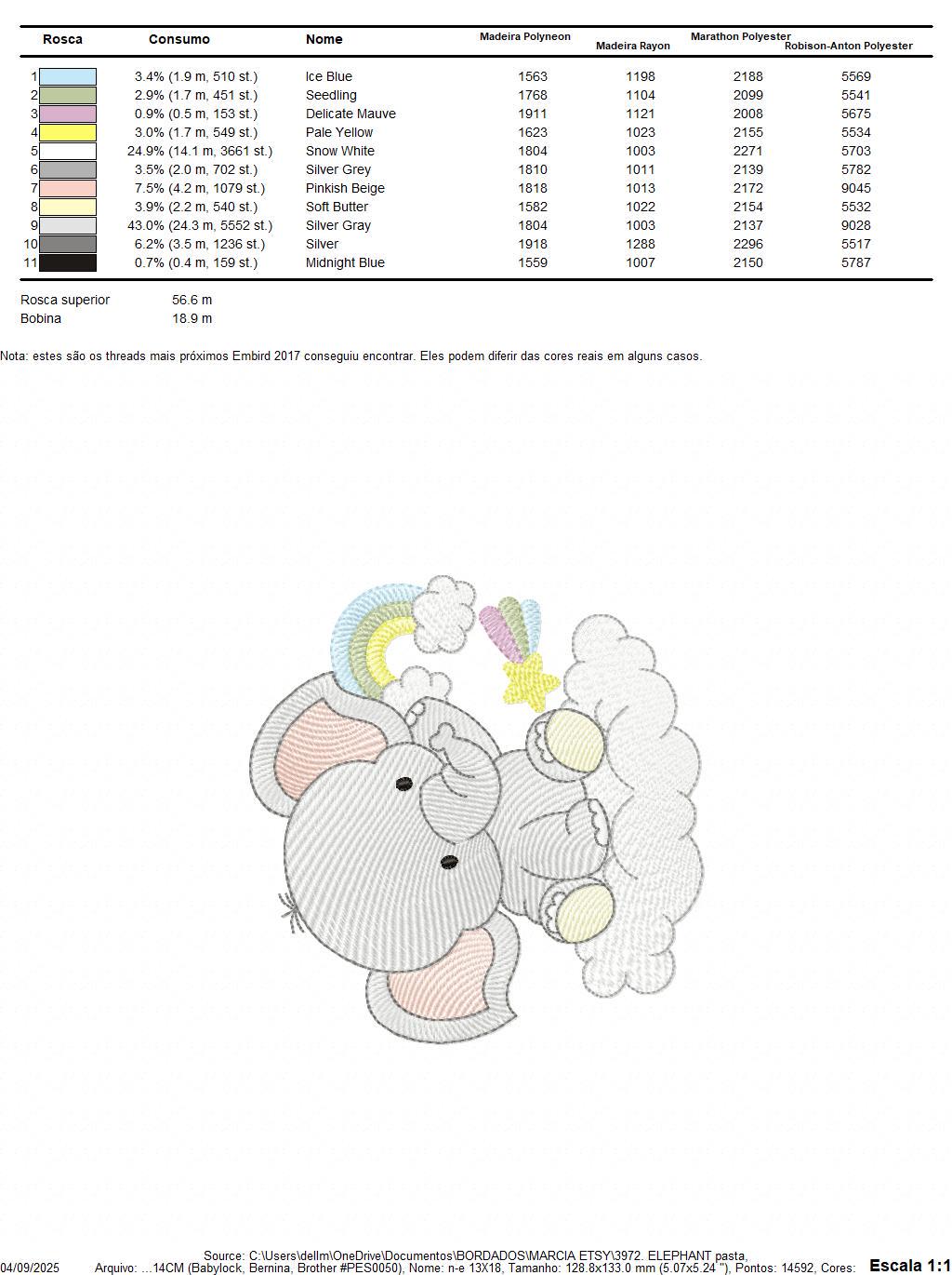 Elephant in a cloud embroidery designs - Safari Wild Animal machine embroidery pattern - Baby Girl Rainbow file - Instant download pes jef