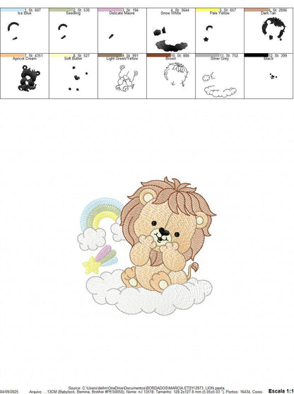 Lion with rainbow embroidery designs - Safari Wild animal machine embroidery pattern - Newborn Baby boy file - Instant download pes jef dst