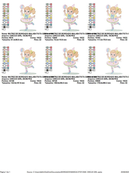 Circus Clown Girl embroidery designs - Juggler with funny hat machine embroidery pattern - Baby Girl file - instant digital download pes jef