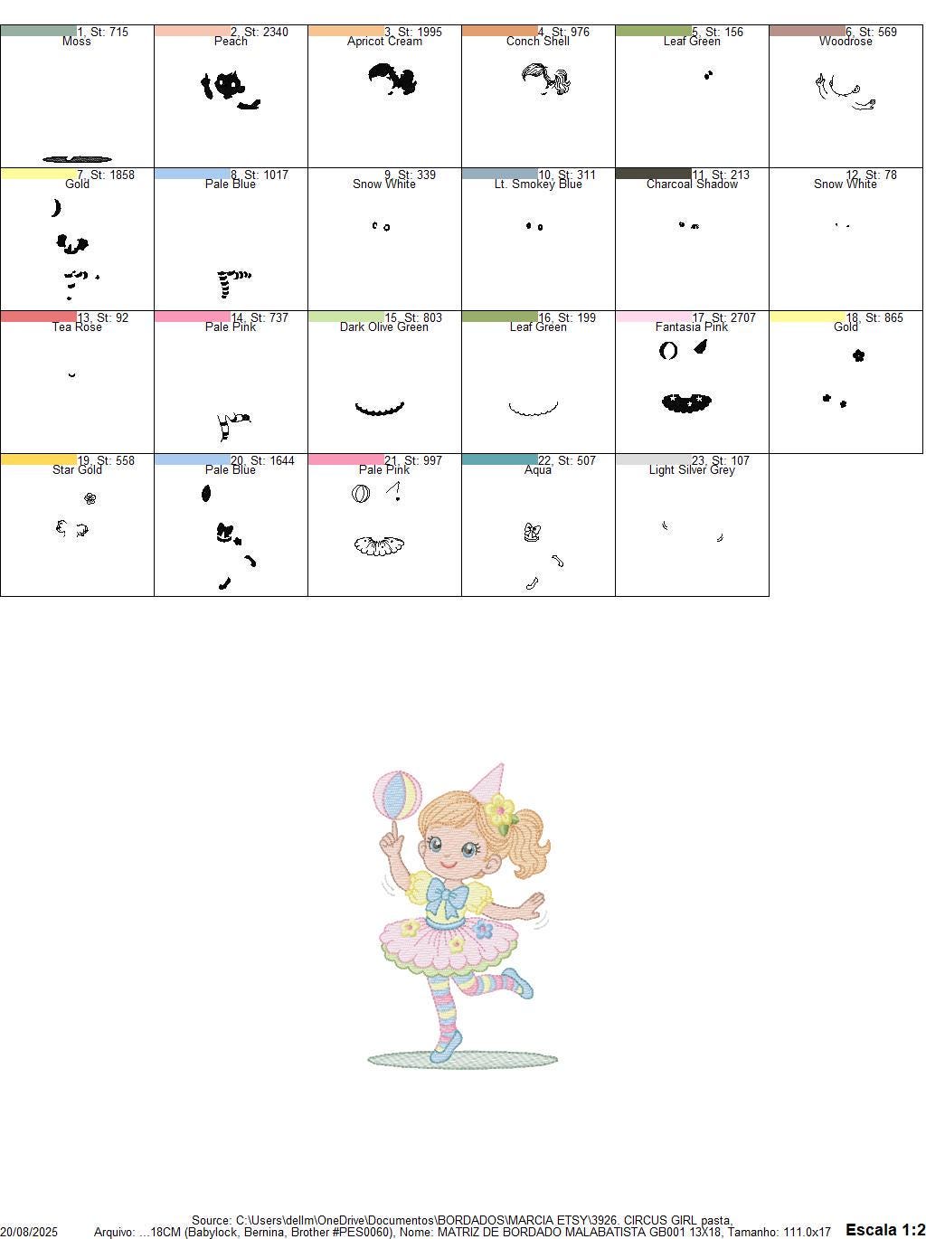 Circus Clown Girl embroidery designs - Juggler with funny hat machine embroidery pattern - Baby Girl file - instant digital download pes jef