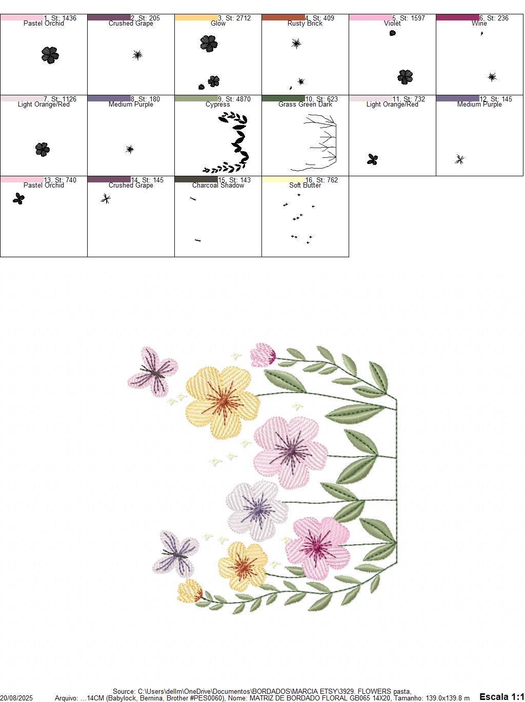 Flower Garden embroidery designs - Flower and Butterfly machine embroidery pattern - Floral bouquet Kitchen Towel - Instant digital download